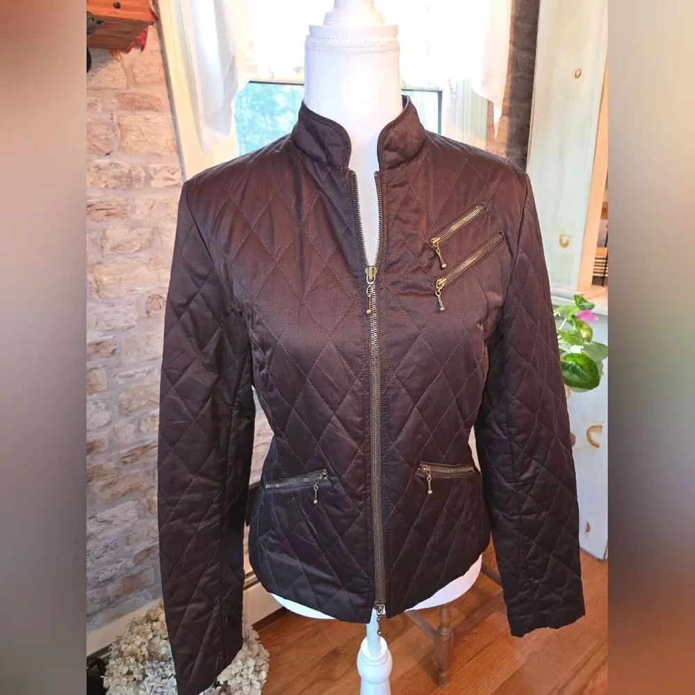Express Women's Brown Quilted Puffer Jacket